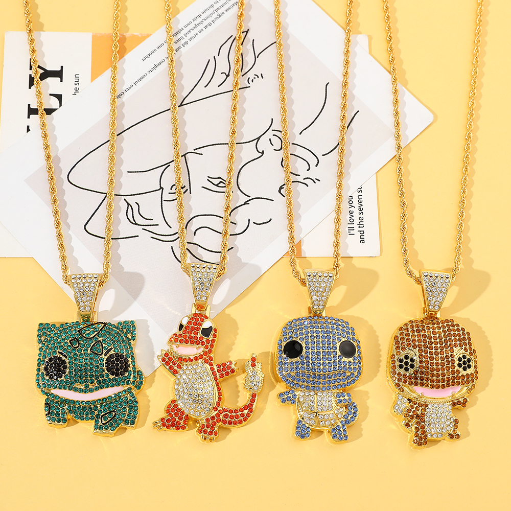 Men'S Fashion Jewelry - Diamond Studded Squirtle Necklace Fashion Trend