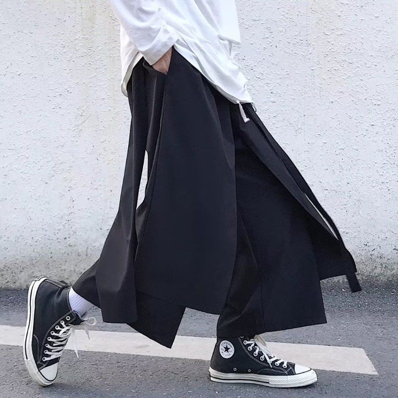 Men'S Fashion Online - Fashion Black Straight Cropped Pants Streetwear