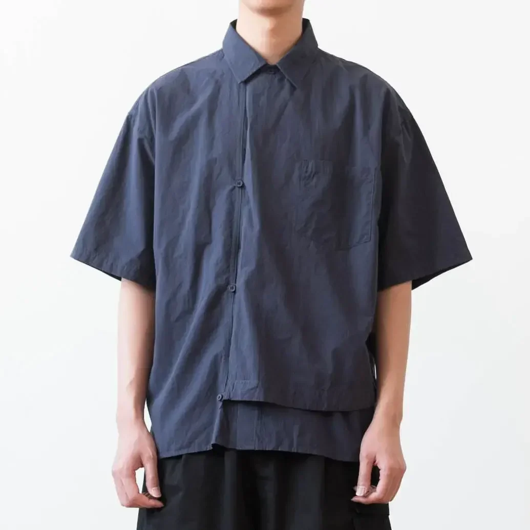 Men'S Fashion Online - Summer Fashion Dark Blue Creative Placket
