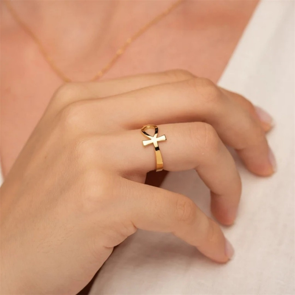 Men Fashion Egypt - Vintage Egypt Ankh Cross Ring Stainless