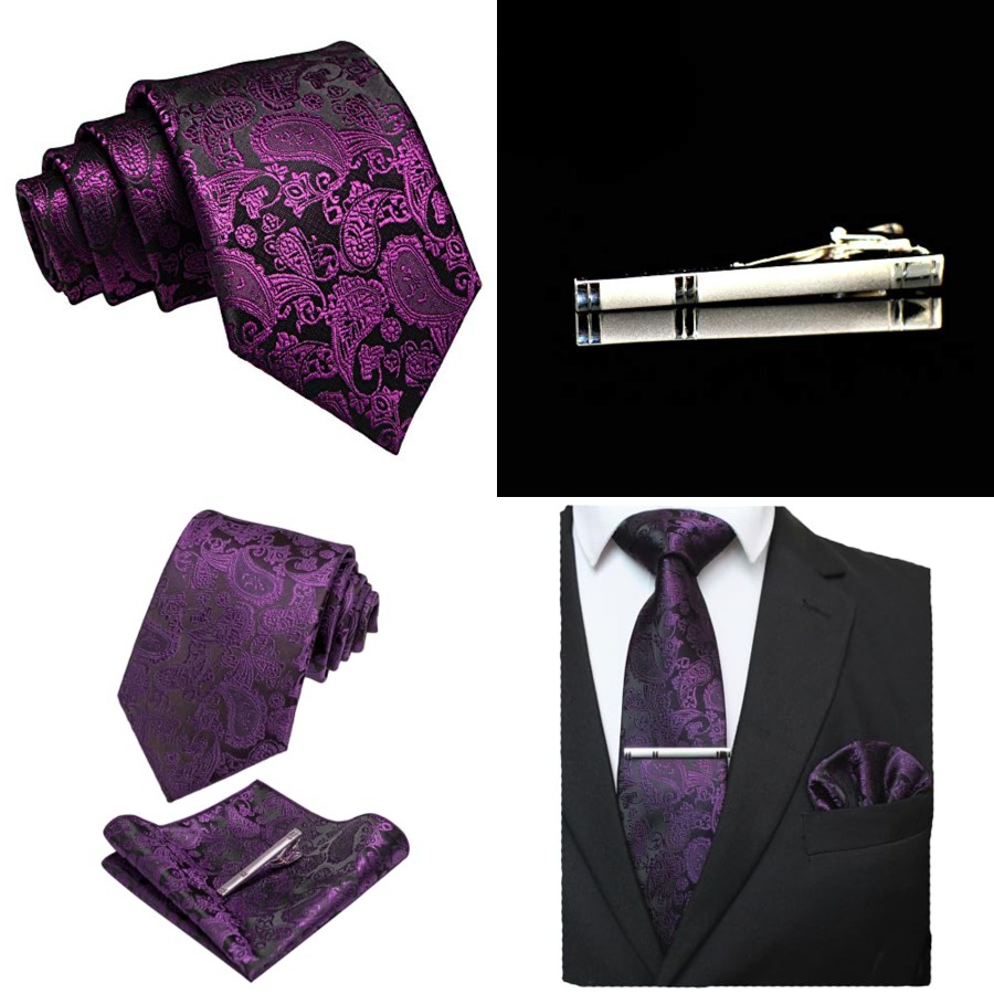 Men'S Fashion Color - Mens Solid Color Paisley Necktie and