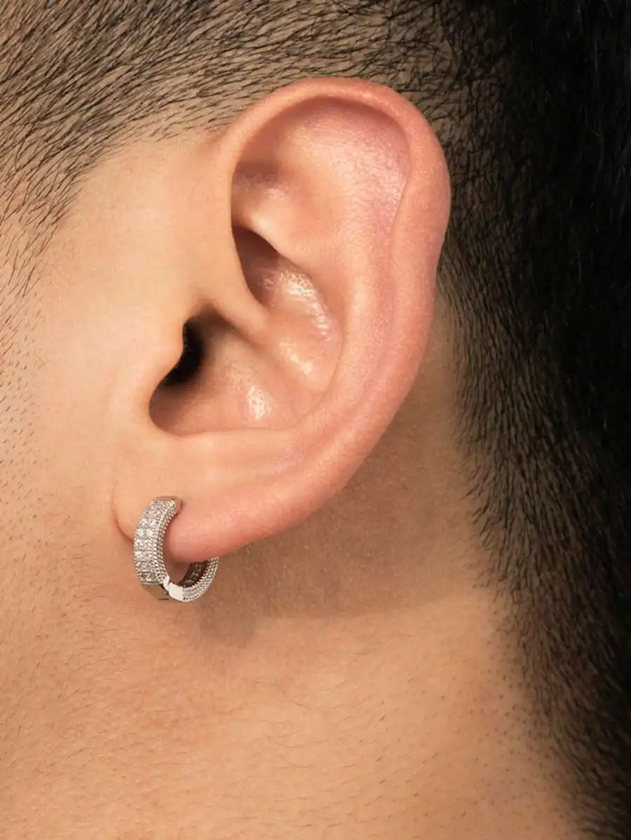 Cubic Zirconia Studded Hoop Ea - Men'S Fashion Jewelry recensione e prezzo