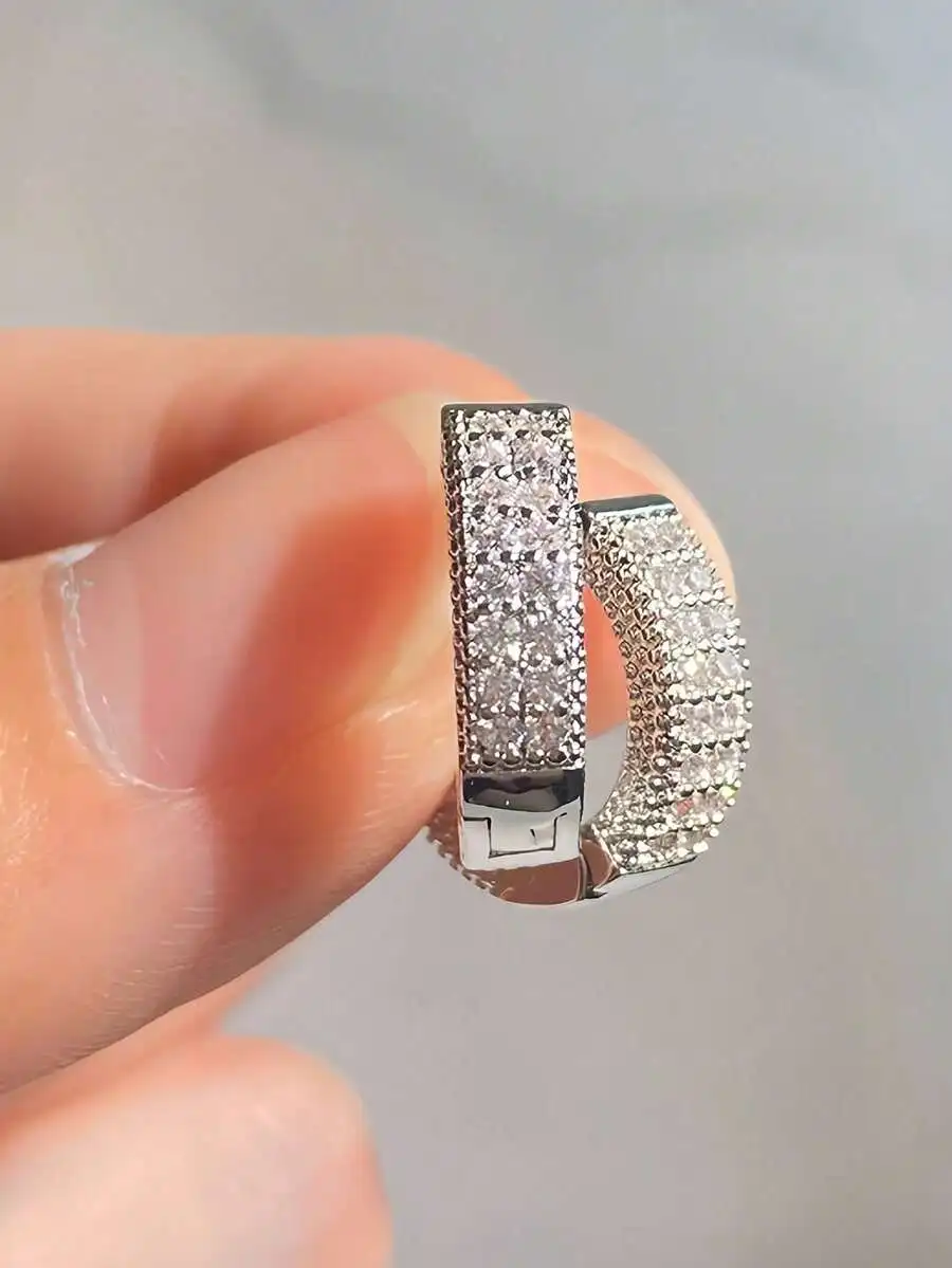 Cubic Zirconia Studded Hoop Ea - Men'S Fashion Jewelry recensione e prezzo